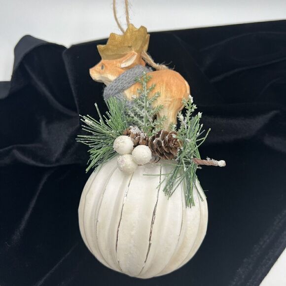 Large Deer Glass Ornament Hanging  Dimensional Mixed Media Buck Hunter Stag - Picture 4 of 6